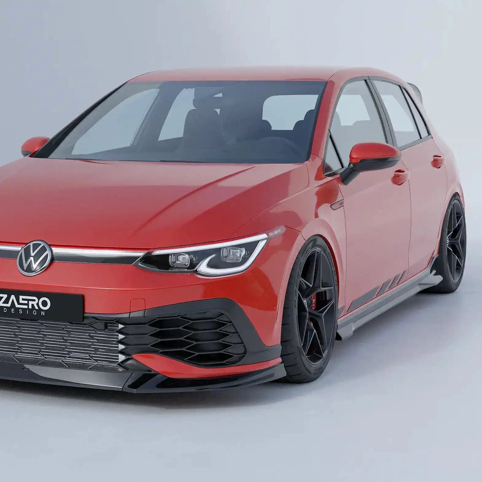 VW Golf GTI Clubsport Mk8 EVO - 1 Gloss Black Front Splitter by ZAERO (2020+) - AUTOID - Front Lips & Splitters - Zaero Design