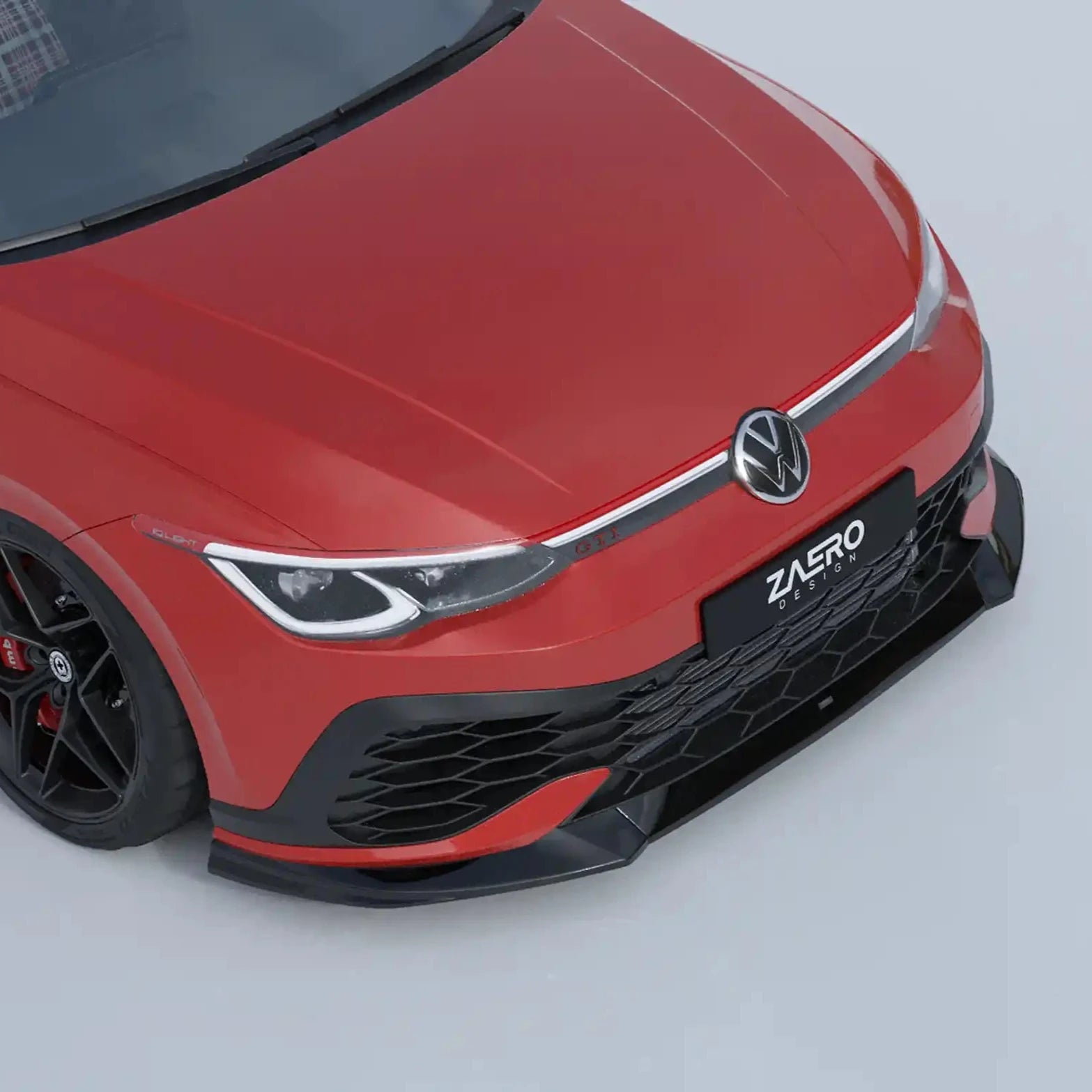 VW Golf GTI Clubsport Mk8 EVO - 1 Gloss Black Front Splitter by ZAERO (2020+) - AUTOID - Front Lips & Splitters - Zaero Design