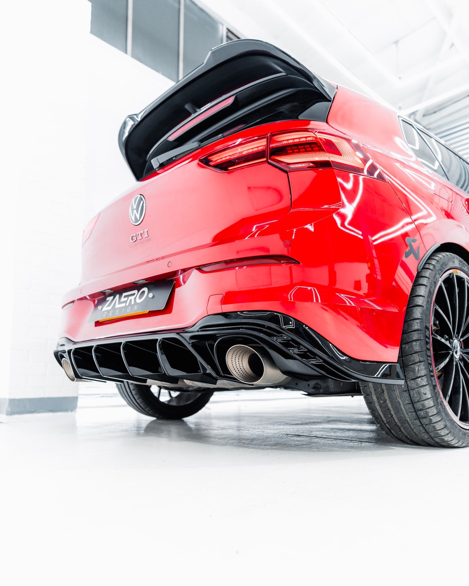 VW Golf GTI Clubsport Mk8 EVO - 1 Gloss Black Rear Diffuser by ZAERO (2020+) - AUTOID - Rear Diffusers - Zaero Design