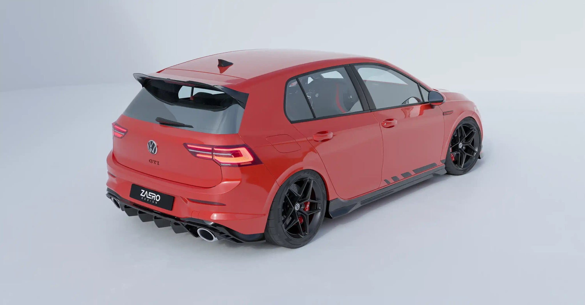 VW Golf GTI Clubsport Mk8 EVO - 1 Gloss Black Rear Diffuser by ZAERO (2020+) - AUTOID - Rear Diffusers - Zaero Design