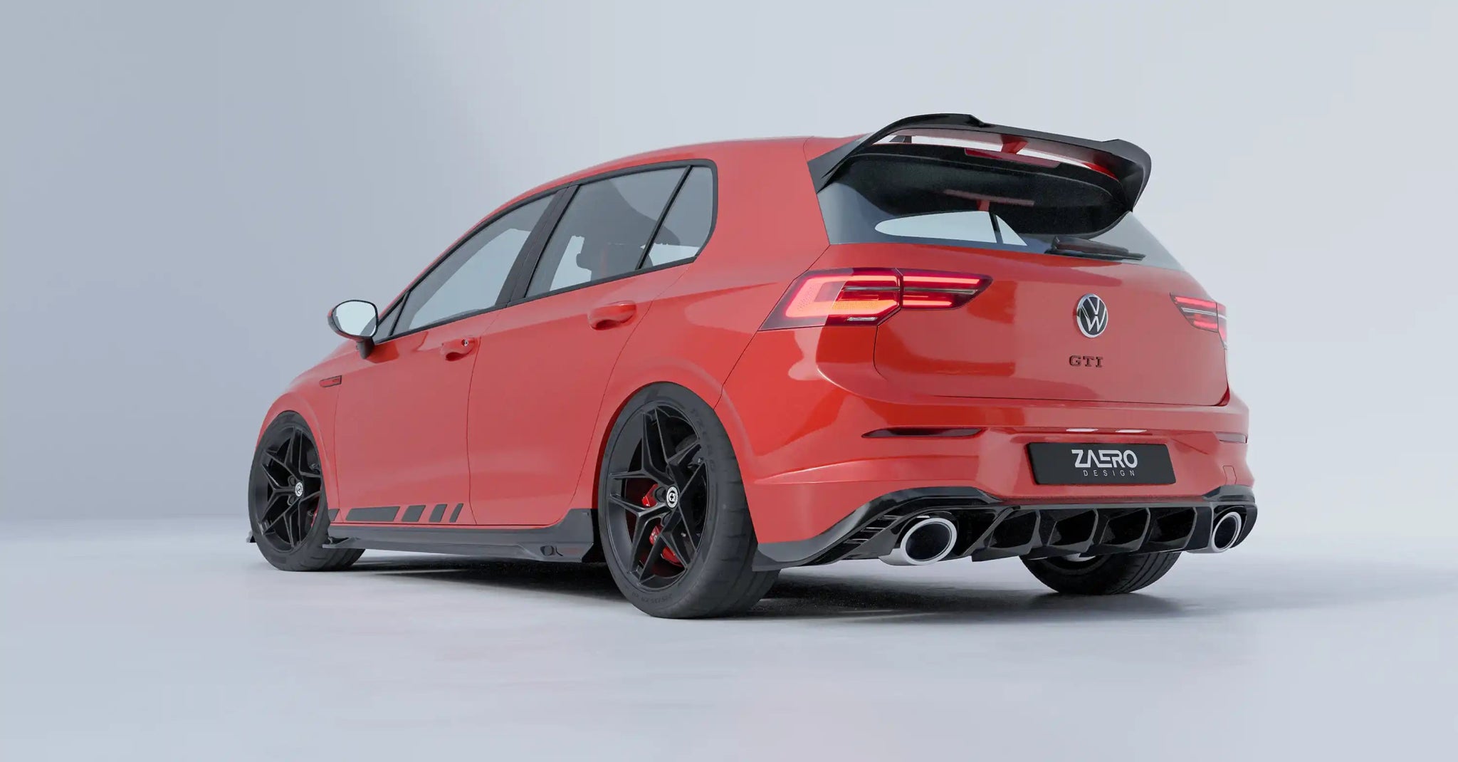 VW Golf GTI Clubsport Mk8 EVO - 1 Gloss Black Rear Diffuser by ZAERO (2020+) - AUTOID - Rear Diffusers - Zaero Design