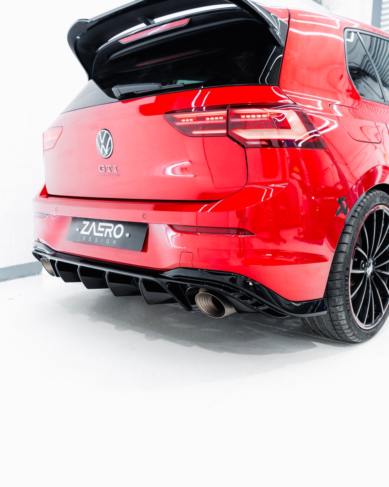 VW Golf GTI Clubsport Mk8 EVO-1 Gloss Black Rear Diffuser by ZAERO (2020+) - AUTOID® - Rear Diffusers - Zaero Design