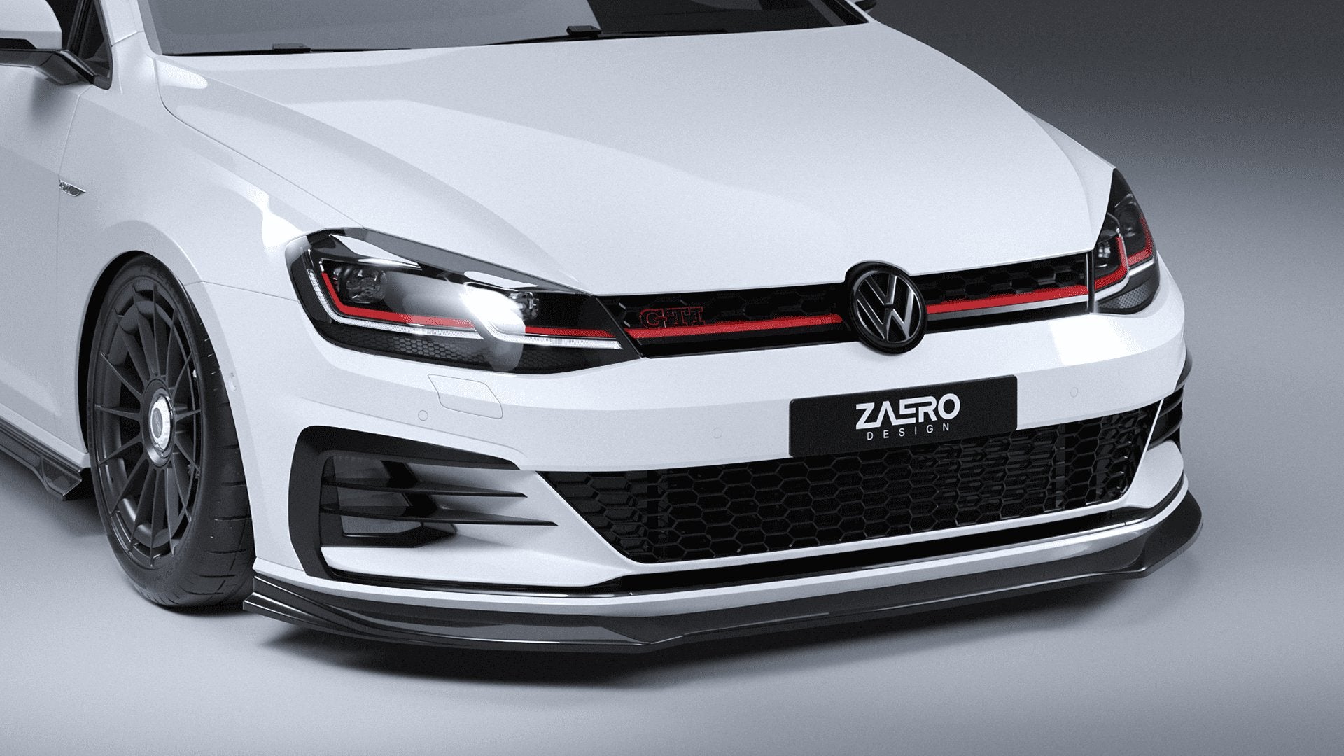 VW Golf GTI & Golf GTD Mk7.5 EVO - 1 Gloss Black Front Splitter by ZAERO (2017 - 2020) - AUTOID - Front Lips & Splitters - Zaero Design