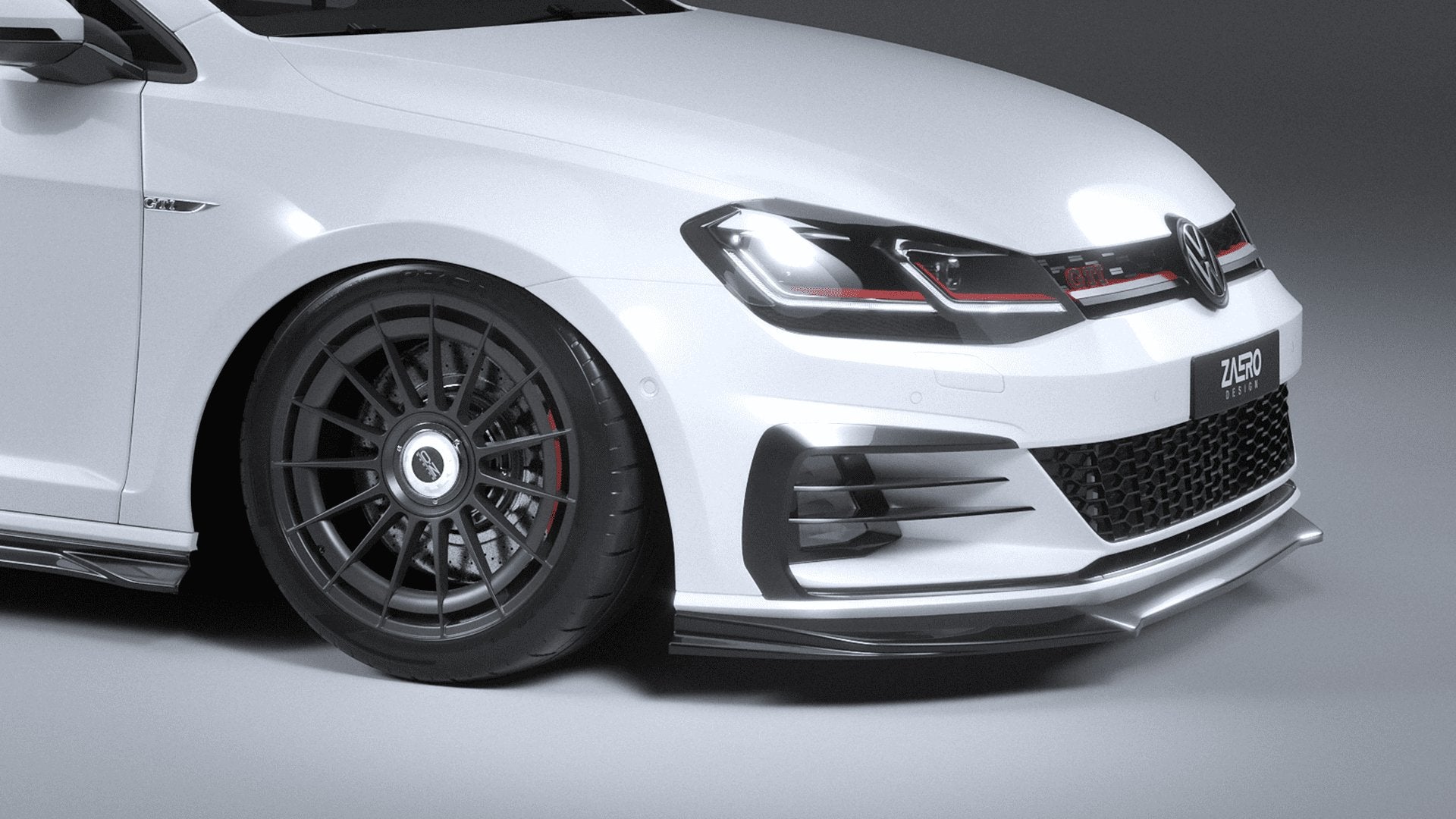 VW Golf GTI & Golf GTD Mk7.5 EVO - 1 Gloss Black Front Splitter by ZAERO (2017 - 2020) - AUTOID - Front Lips & Splitters - Zaero Design