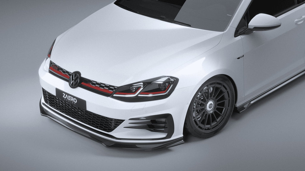 VW Golf GTI & Golf GTD Mk7.5 EVO-1 Gloss Black Front Splitter by ZAERO (2017-2020) - AUTOID® - Front Lips & Splitters - Zaero Design