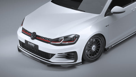 VW Golf GTI & Golf GTD Mk7.5 EVO-1 Gloss Black Front Splitter by ZAERO (2017-2020) - AUTOID® - Front Lips & Splitters - Zaero Design