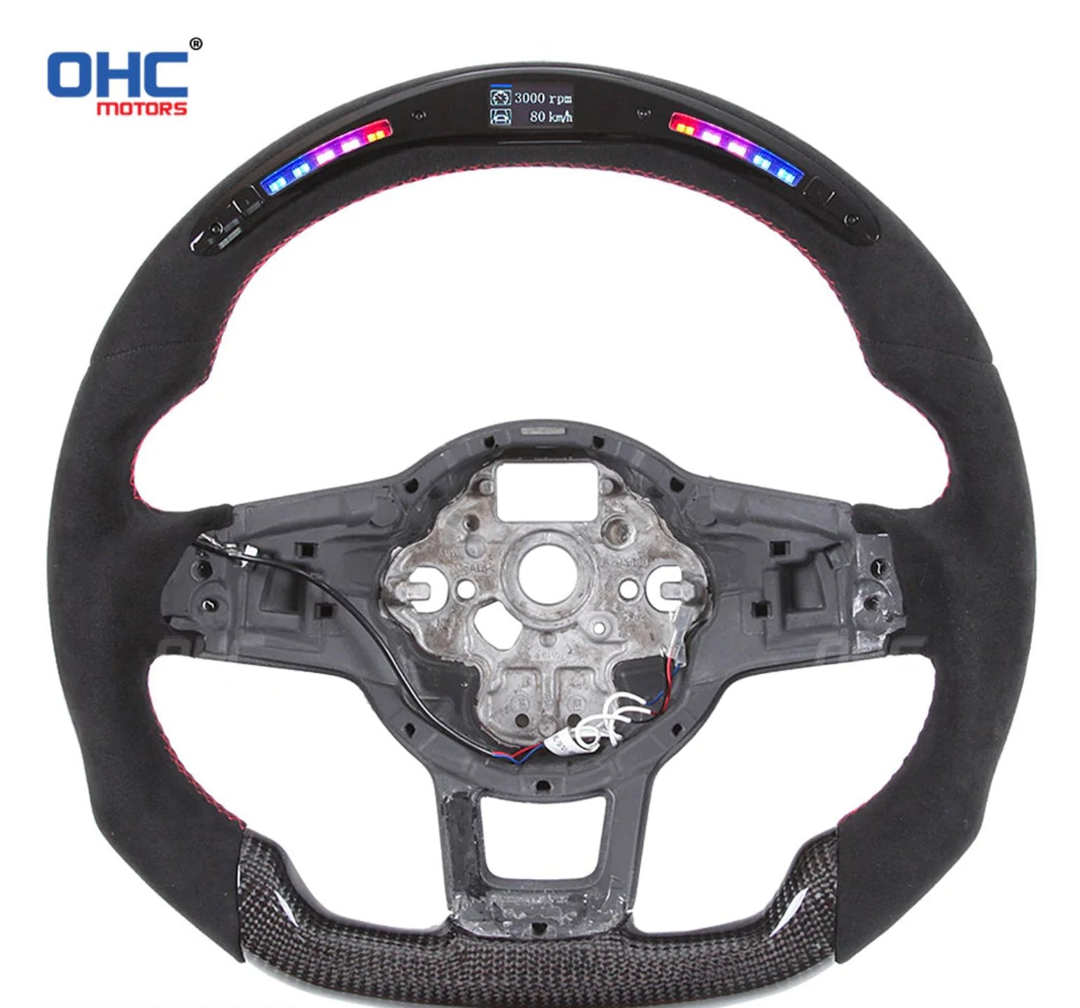 VW Golf GTI & Golf R Mk8 Alcantara LED Race Display Steering Wheel by OHC (2019+) - AUTOID - Steering Wheels - OHC