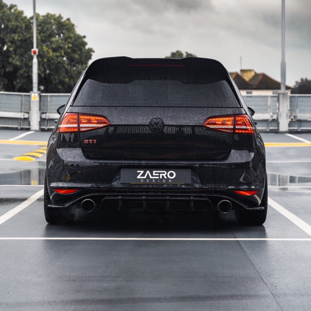 VW Golf GTI Mk7 EVO-1 Gloss Black Rear Diffuser by ZAERO (2013-2017) - AUTOID® - Rear Diffusers - Zaero Design