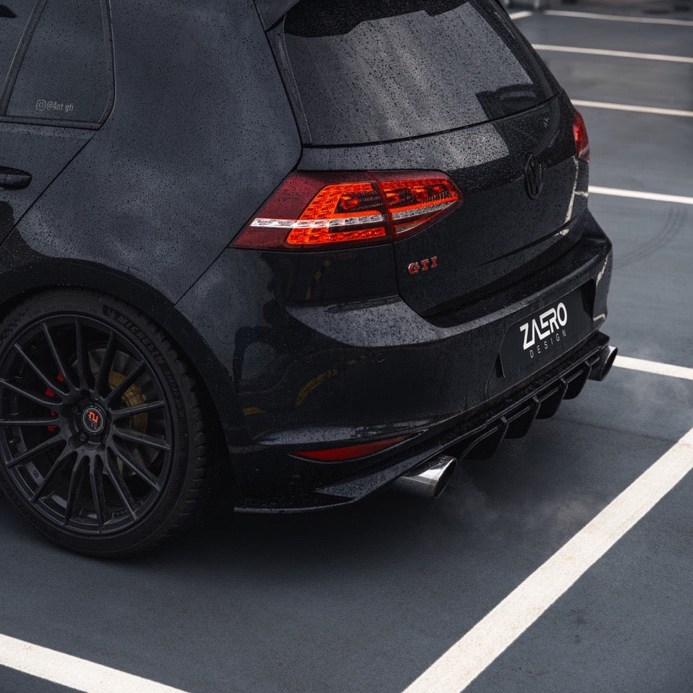 VW Golf GTI Mk7 EVO-1 Gloss Black Rear Diffuser by ZAERO (2013-2017) - AUTOID® - Rear Diffusers - Zaero Design
