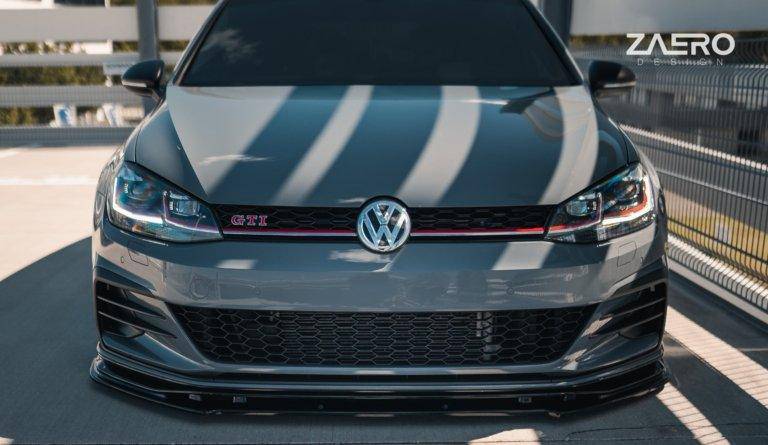 VW Golf GTI TCR EVO - 1 Gloss Black Front Splitter by ZAERO (2017 - 2019, Mk7.5) - AUTOID - Front Lips & Splitters - Zaero Design