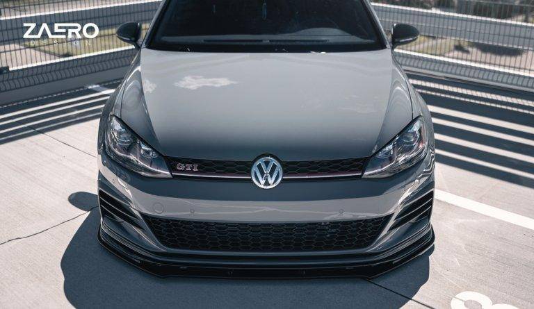 VW Golf GTI TCR EVO - 1 Gloss Black Front Splitter by ZAERO (2017 - 2019, Mk7.5) - AUTOID - Front Lips & Splitters - Zaero Design