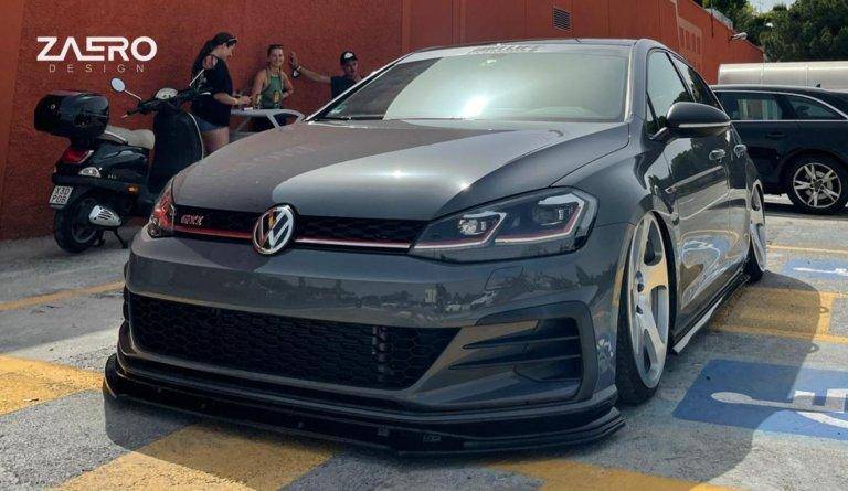 VW Golf GTI TCR EVO-1 Gloss Black Front Splitter by ZAERO (2017-2019, Mk7.5) - AUTOID® - Front Lips & Splitters - Zaero Design