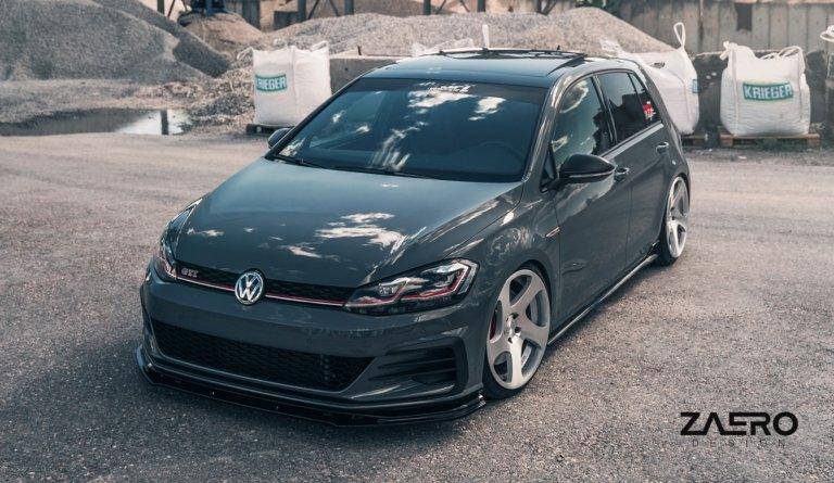 VW Golf GTI TCR EVO-1 Gloss Black Front Splitter by ZAERO (2017-2019, Mk7.5) - AUTOID® - Front Lips & Splitters - Zaero Design