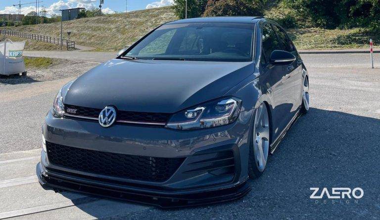 VW Golf GTI TCR EVO-1 Gloss Black Front Splitter by ZAERO (2017-2019, Mk7.5) - AUTOID® - Front Lips & Splitters - Zaero Design