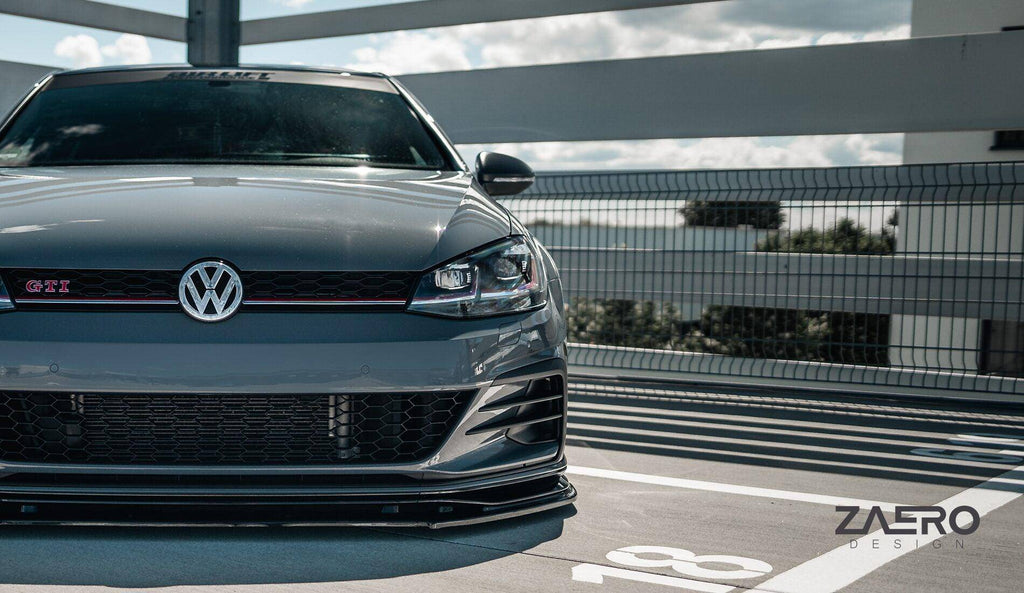 VW Golf GTI TCR EVO-1 Gloss Black Front Splitter by ZAERO (2017-2019, Mk7.5) - AUTOID® - Front Lips & Splitters - Zaero Design