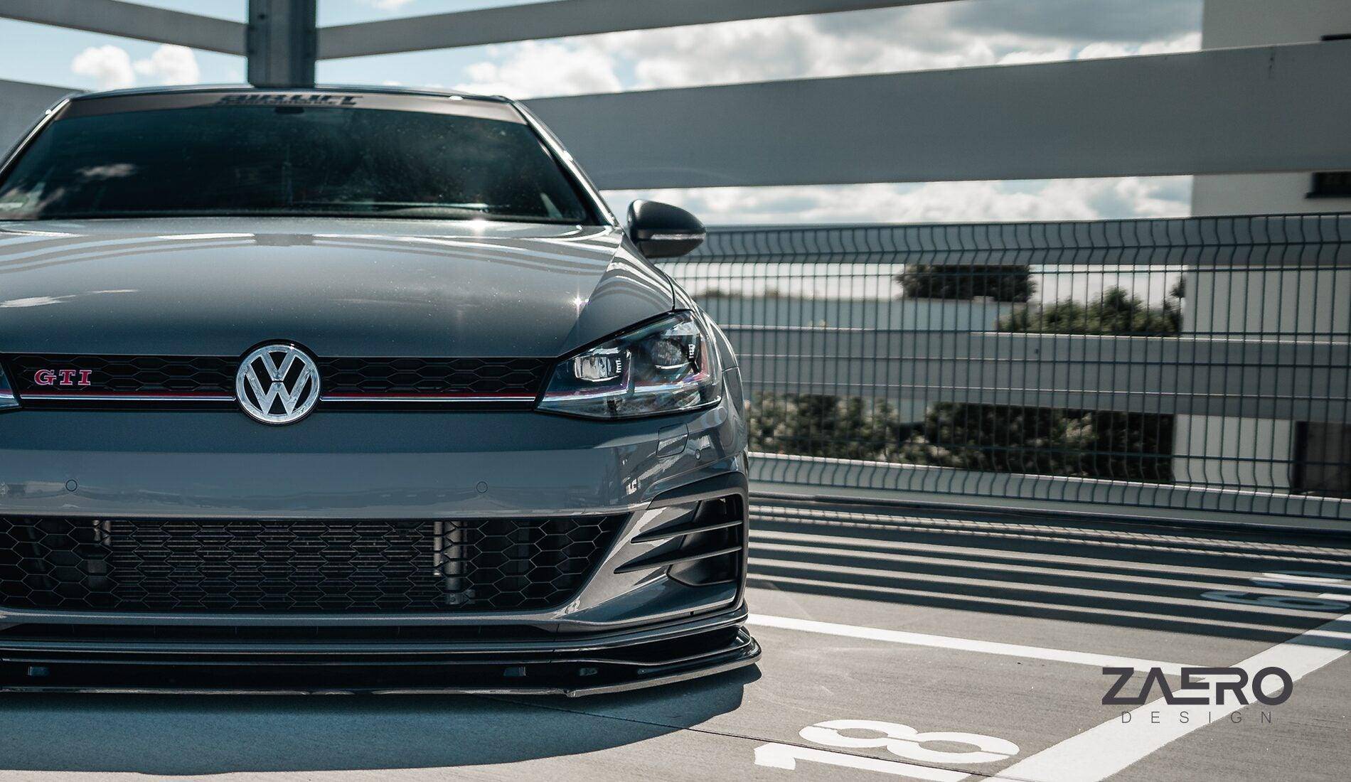VW Golf GTI TCR EVO-1 Gloss Black Front Splitter by ZAERO (2017-2019, Mk7.5) - AUTOID® - Front Lips & Splitters - Zaero Design