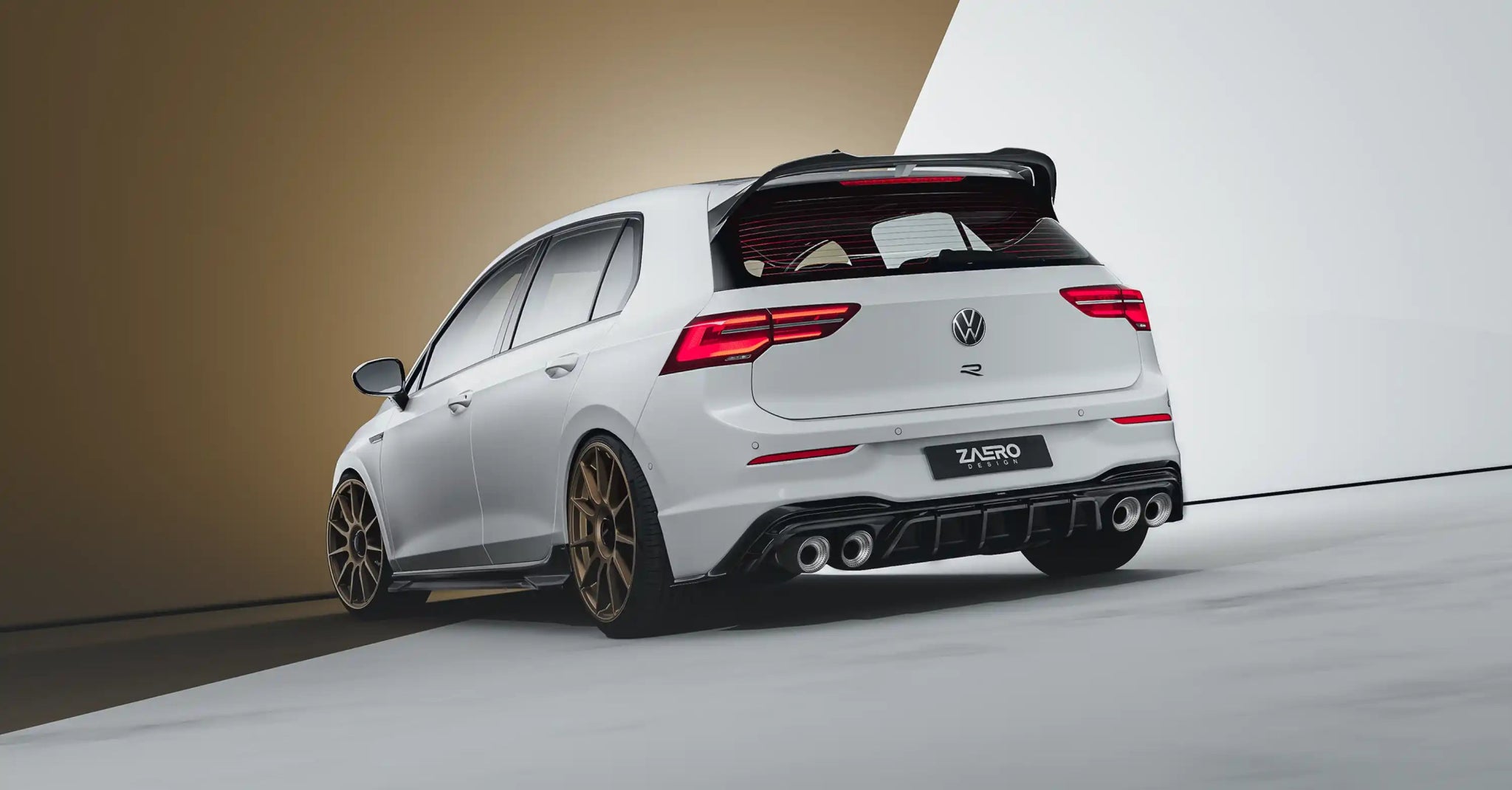 VW Golf R Mk8 EVO - 1 Gloss Black Rear Diffuser by ZAERO (2020+) - AUTOID - Rear Diffusers - Zaero Design