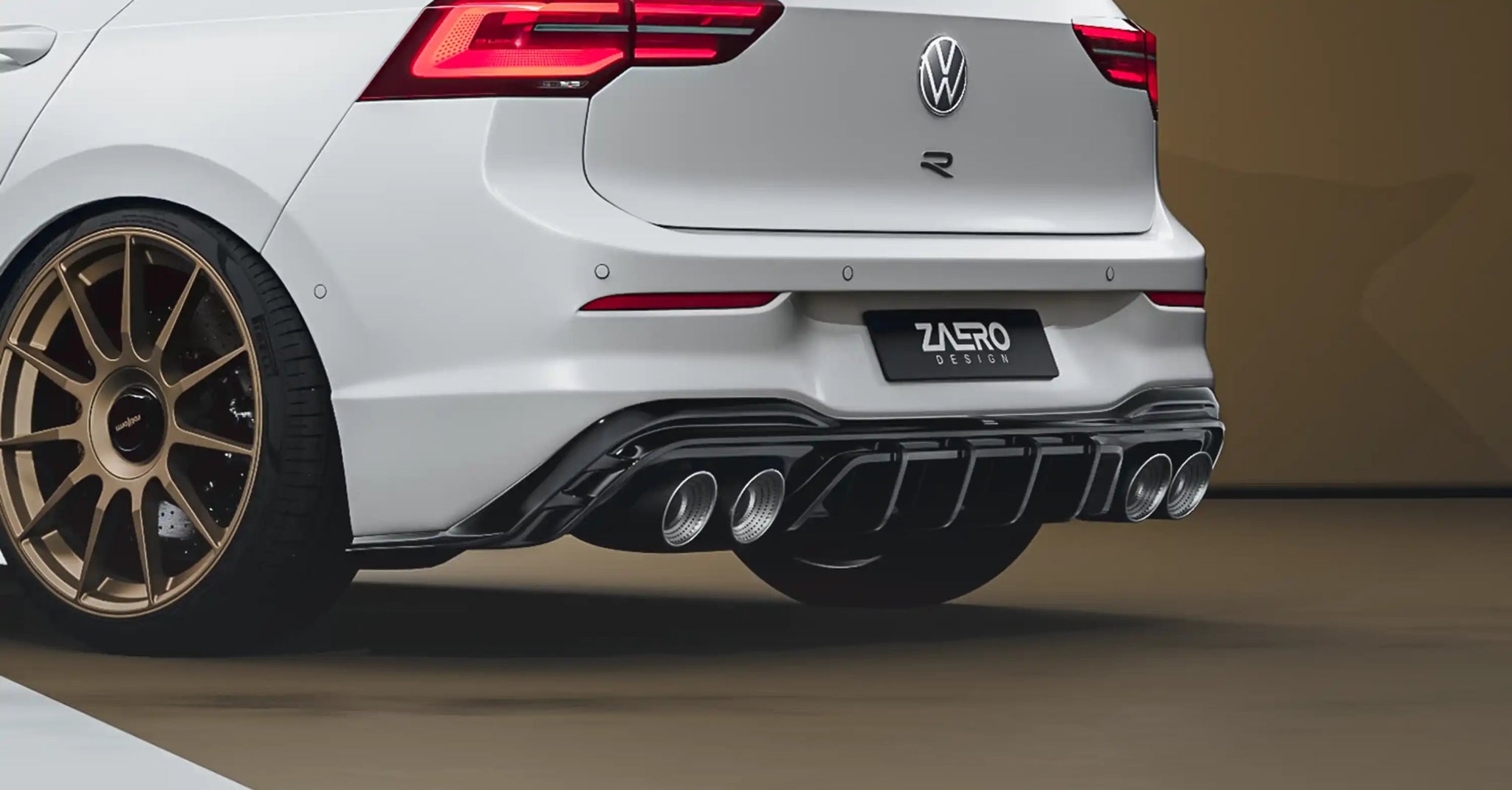 VW Golf R Mk8 EVO - 1 Gloss Black Rear Diffuser by ZAERO (2020+) - AUTOID - Rear Diffusers - Zaero Design