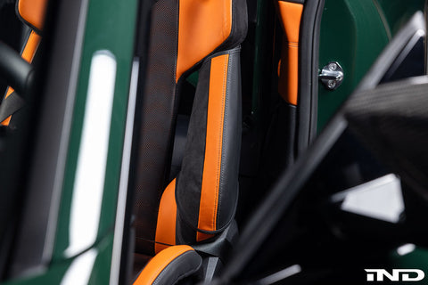 BMW G8X M Carbon Bucket Seat with Wunderworks Upper Bolster Protector Set installed