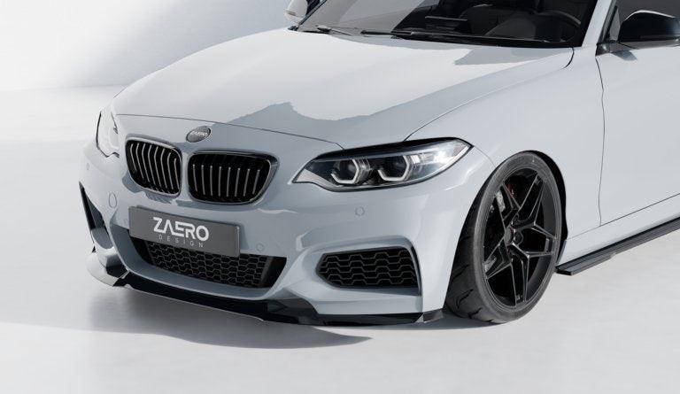 BMW 2 Series, M235i & M240i F22 F23 EVO-1 Gloss Black Front Splitter by ZAERO (2014-2019)