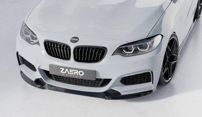 BMW 2 Series, M235i & M240i F22 F23 EVO-1 Gloss Black Front Splitter by ZAERO (2014-2019)
