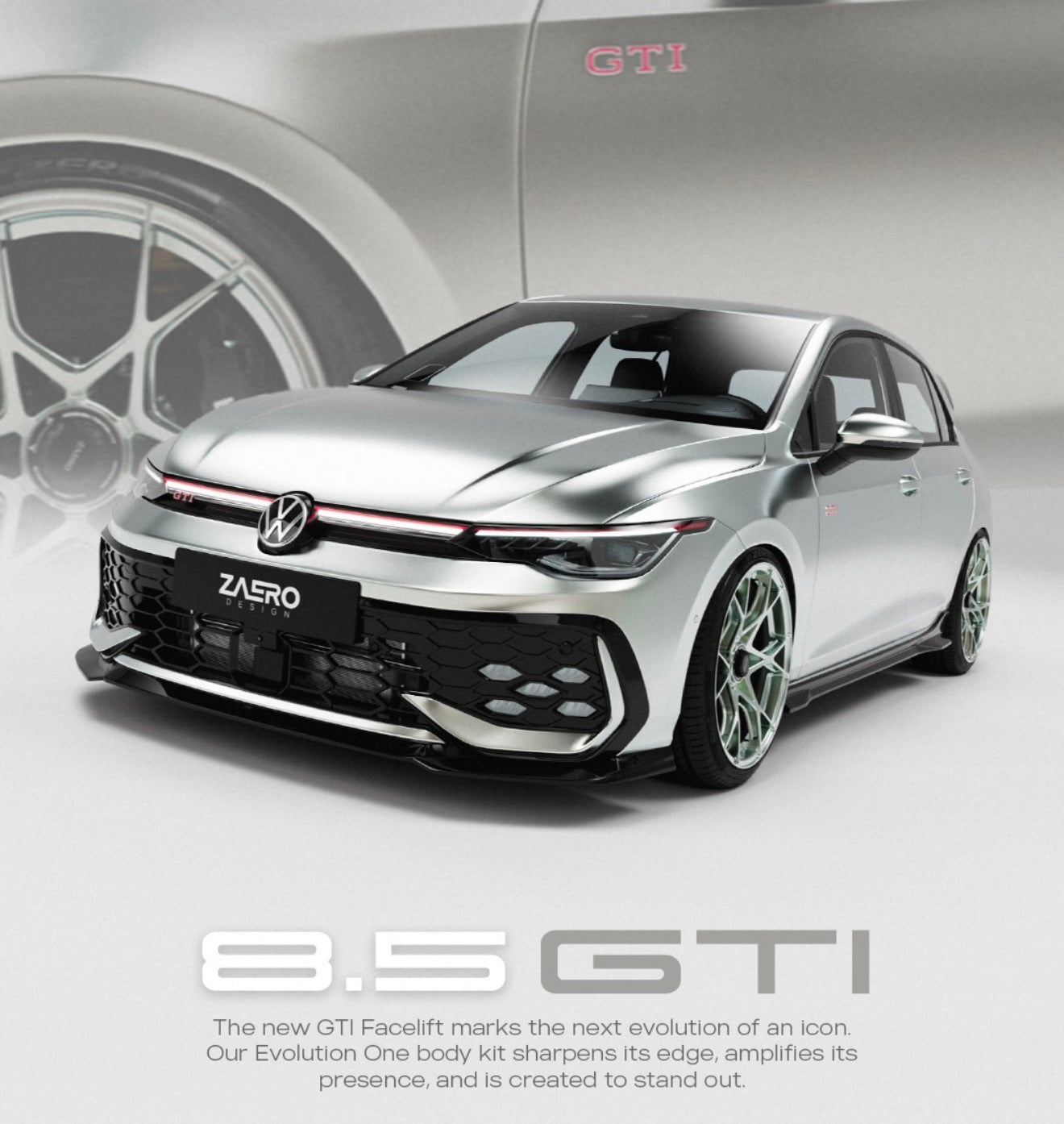 Kit carrosserie noir brillant VW Golf GTI Mk8.5 par ZAERO (2024+)